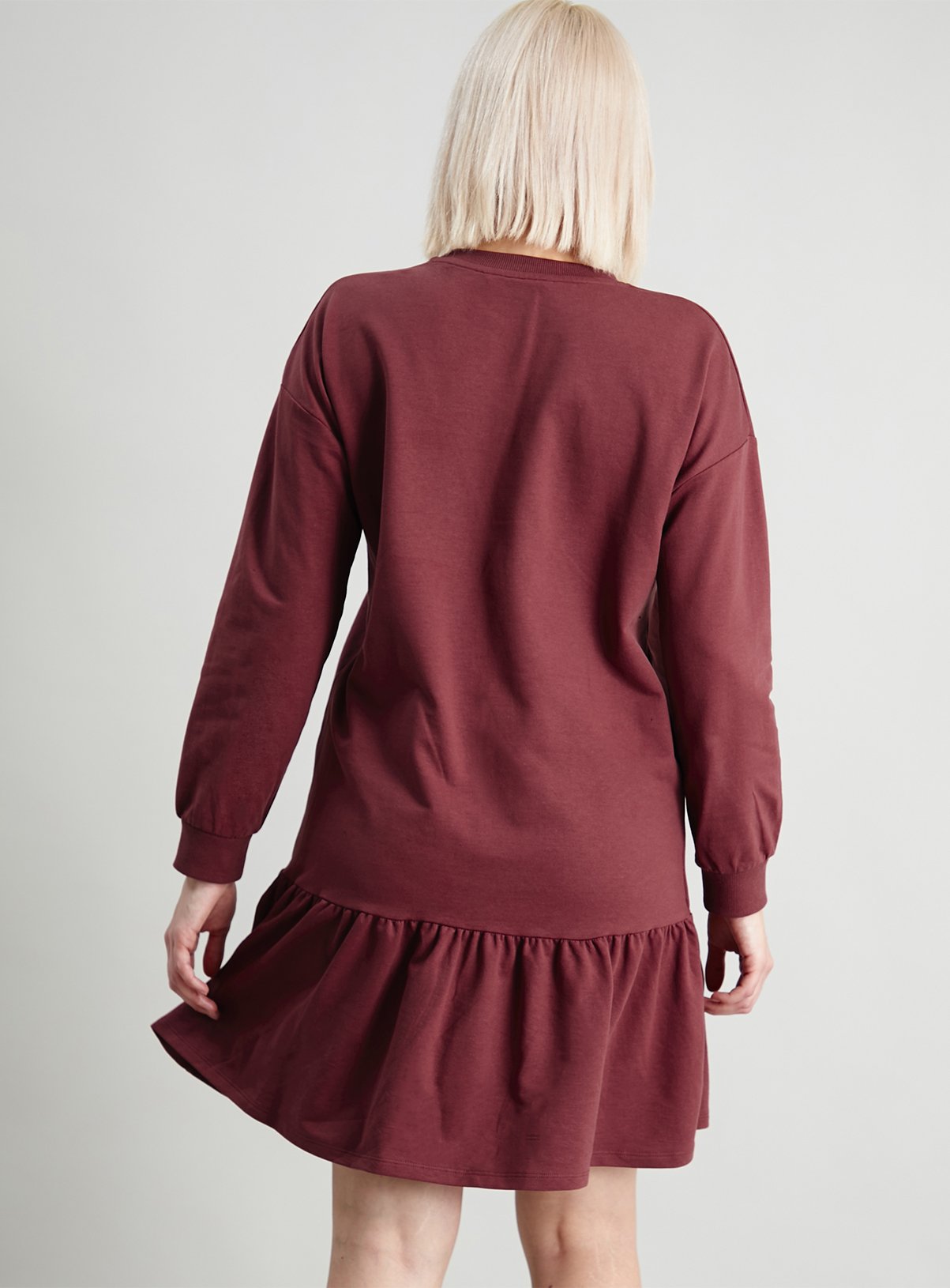 Maroon Drop Hem Sweat Dress - 24 - Image 4 thumbnail